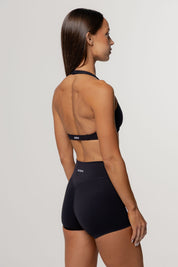 Core Twist Halter Crop | Black