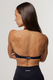 Core Twist Halter Crop | Black