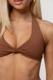 Core Twist Halter Crop | Espresso
