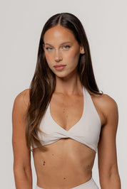 Core Twist Halter Crop | Oat
