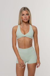 Core Twist Halter Crop | Matcha