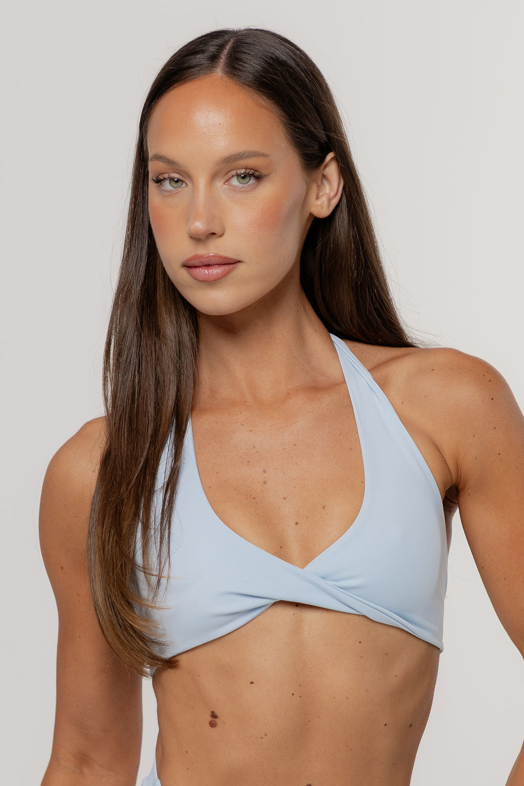 Core Twist Halter Crop | Sky