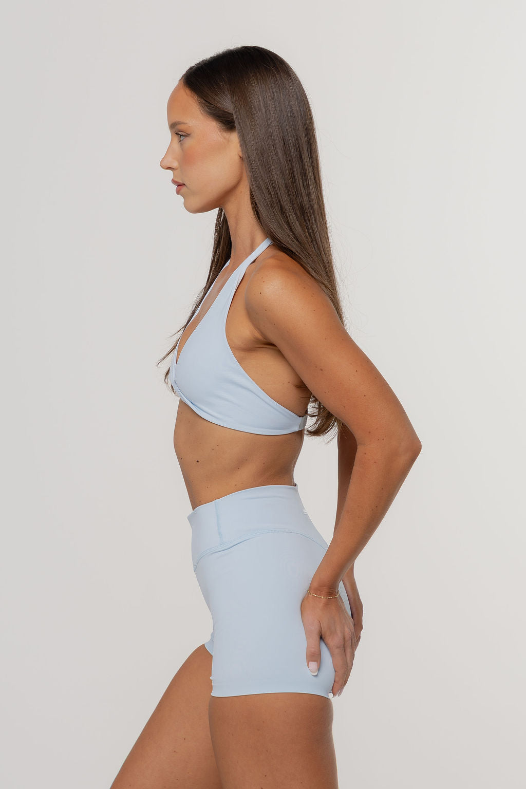 Core Twist Halter Crop | Sky