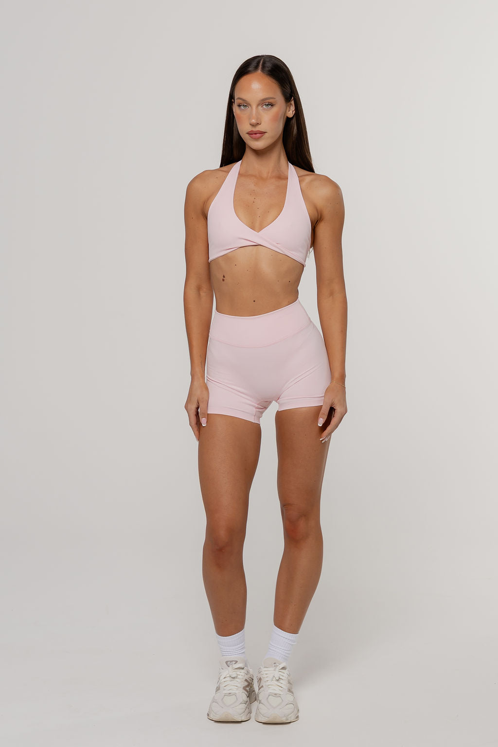 Core Twist Halter Crop | Blush