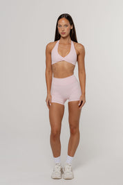 Core Twist Halter Crop | Blush