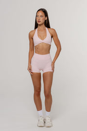 Core Twist Halter Crop | Blush