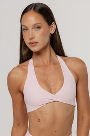 Core Twist Halter Crop | Blush