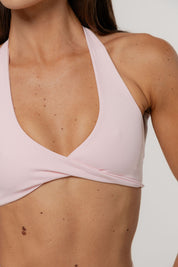 Core Twist Halter Crop | Blush