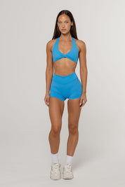 Core Twist Halter Crop | Cobalt
