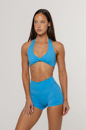 Core Twist Halter Crop | Cobalt