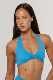 Core Twist Halter Crop | Cobalt